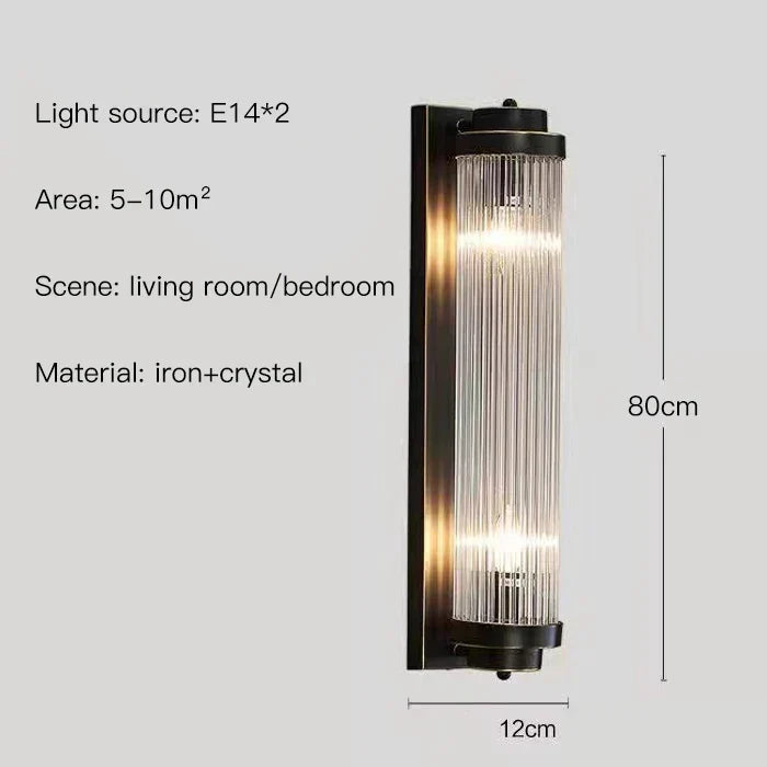 DecorBites™ Crystal Wall Sconce: Copper LED Bedroom Lighting for TV Background, Dining Room