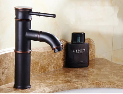 Decorbites™ Schwarze Bronze Wasserfallarmatur Bambus Badezimmer Waschtischarmatur Hoher Bogen Mischer
