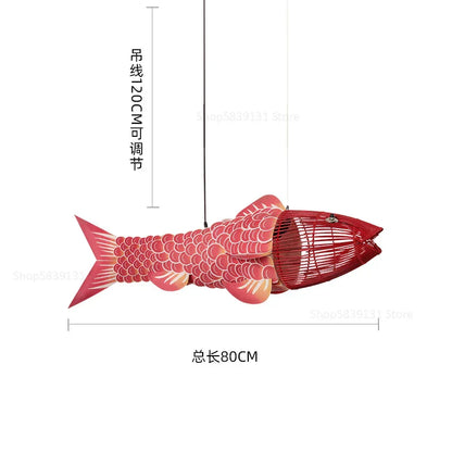 Decorbites™ Bambus-Fisch-Anhängerleuchte: Chinesischer Stil Kronleuchter für moderne Wohnzimmerdekoration