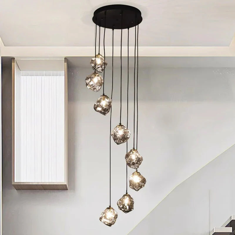 Black Modern LED Chandelier 19-Head Smoky Grey