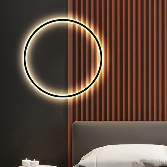 Decorbites™ dimmbare Schwarz-Gold Aluminium-Ring-Wandleuchte für elegante Beleuchtung
