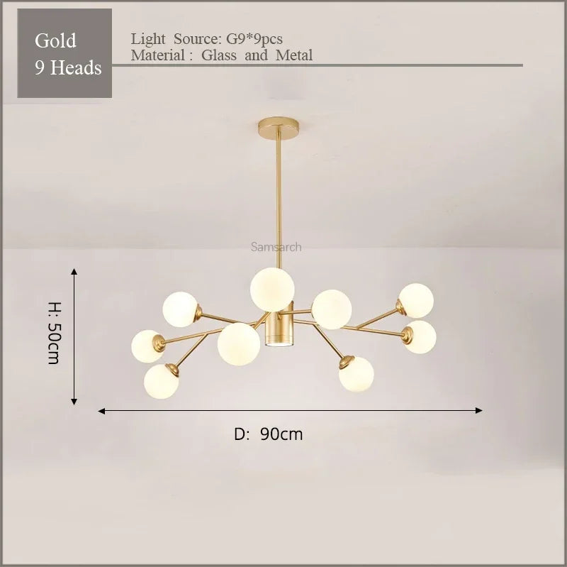 Gold Black LED Chandelier 18-Head For Bedroom