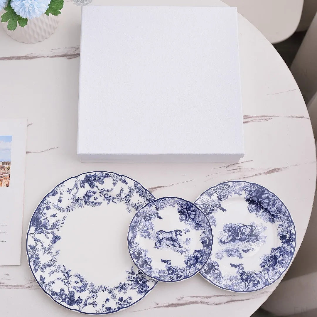 Decorbites™ Dschungel Bone China Dessertteller, Desserttablett, Snackteller - Tischgeschirr Besteck
