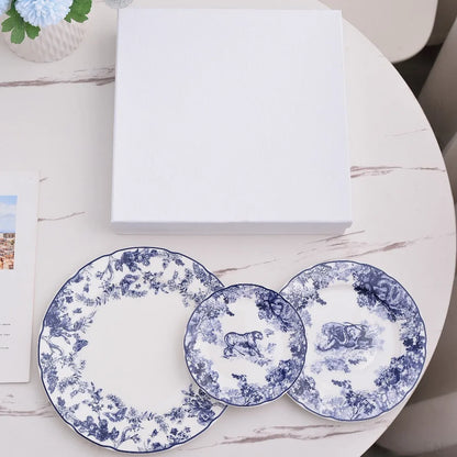Decorbites™ Dschungel Bone China Dessertteller, Desserttablett, Snackteller - Tischgeschirr Besteck
