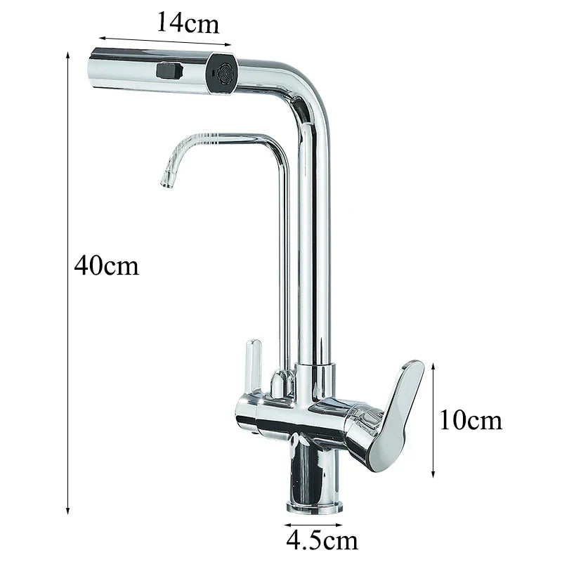Decorbites™ 3-Modus-Wasserfall-Küchenarmatur mit 360°-Drehung und herausziehbarem Sprühkopf
