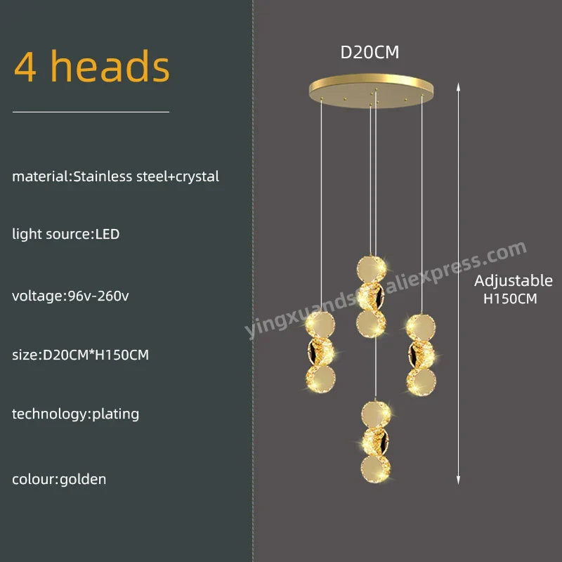 Gold Crystal Pendant Lamp 45-Head Design