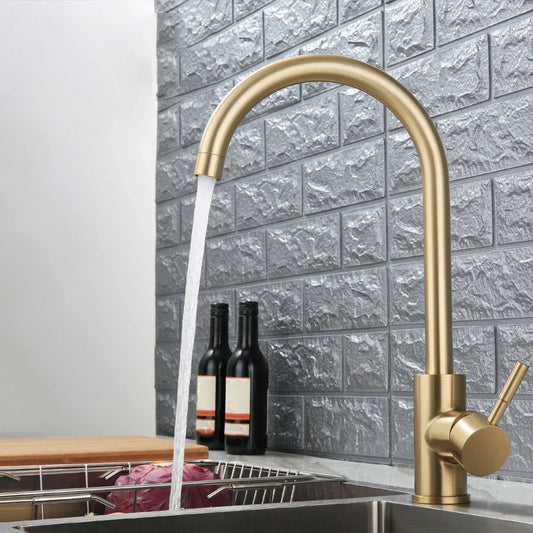 Decorbites™ Gold Edelstahl Küchenarmatur: Aufs Tisch montierter Heiß-Kalt-Wasser-Mischerhahn