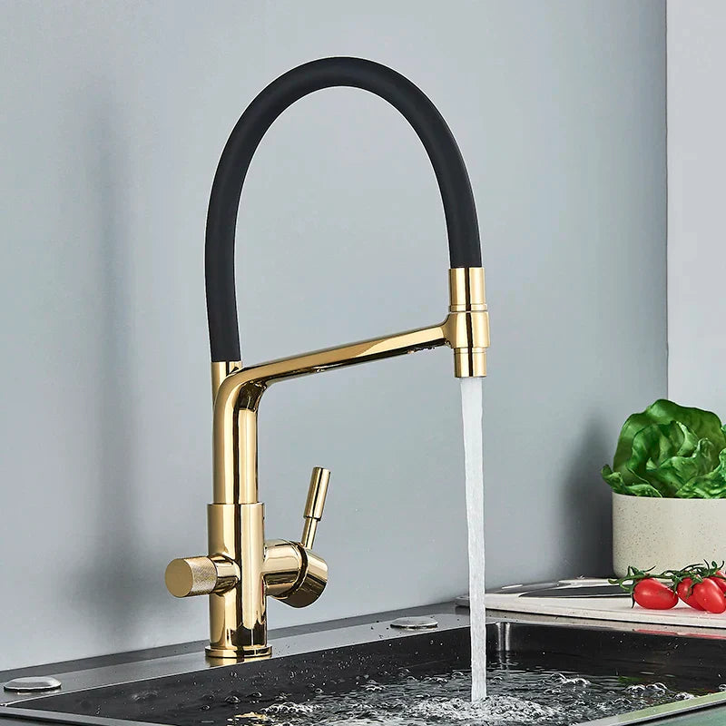 Decorbites™ Küchenfilterarmatur mit doppeltem Auslauf: 360° drehbarer Trinkwasser-Reinigungsmischer