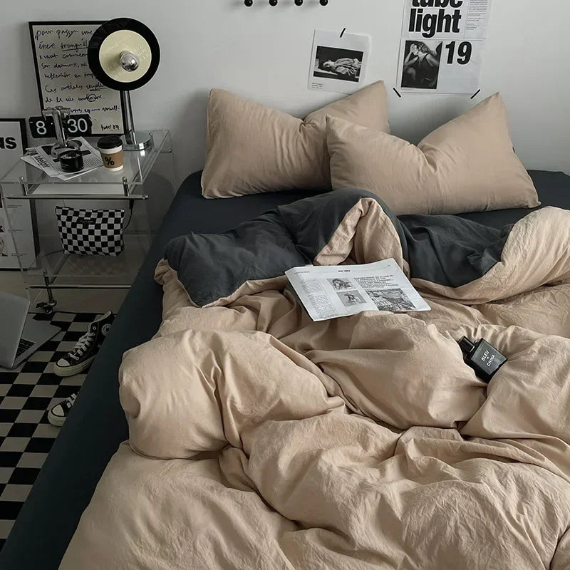 DecorBites™ Cotton Bedding Set with Comforter Cover, Sheet, and Pillowcase Set