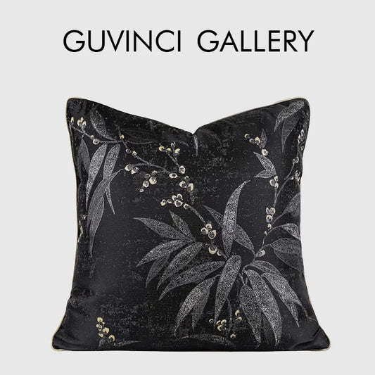 Decorbites™ Schwarz & Gold Floral Jacquard Dekokissenbezug Orientalische Kunst Hülle