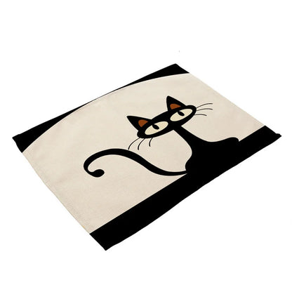 Decorbites™ Schwarze Katze Leinen-Platzset für Esstisch & Küchendekoration