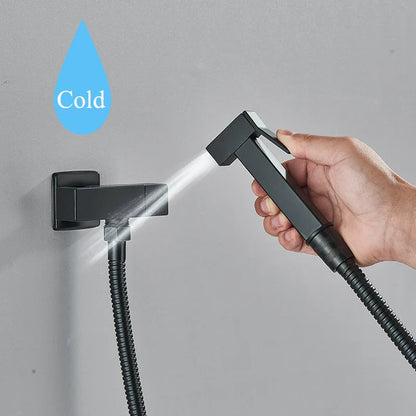 Decorbites™ Schwarze Messing-Bidetarmatur: Einhebel-Kaltwassertemperatur, Handbrause, Hygienischer Duschreiniger
