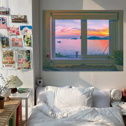 Decorbites™ Träumerische Fensterlandschaft Wandbehang für Raumdekoration