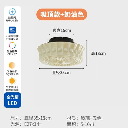 DecorBites™ Cream Glass LED Ceiling Light Retro Medieval Style Home Decor