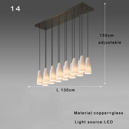 Decorbites™ Elegante weiße Glasbecher-Kronleuchter für luxuriöses Wohnzimmer