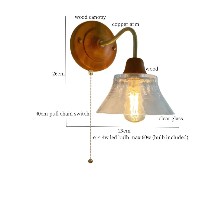 Decorbites™ Französische Vintage Kupferglas LED Wandleuchte für Schlafzimmer Wohnzimmer Spiegel