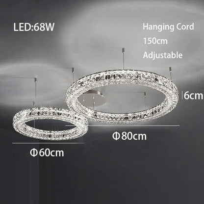 DecorBites™ Crystal LED Chandelier: Modern Luxury Chrome Steel & Clear K9 Crystal Lighting