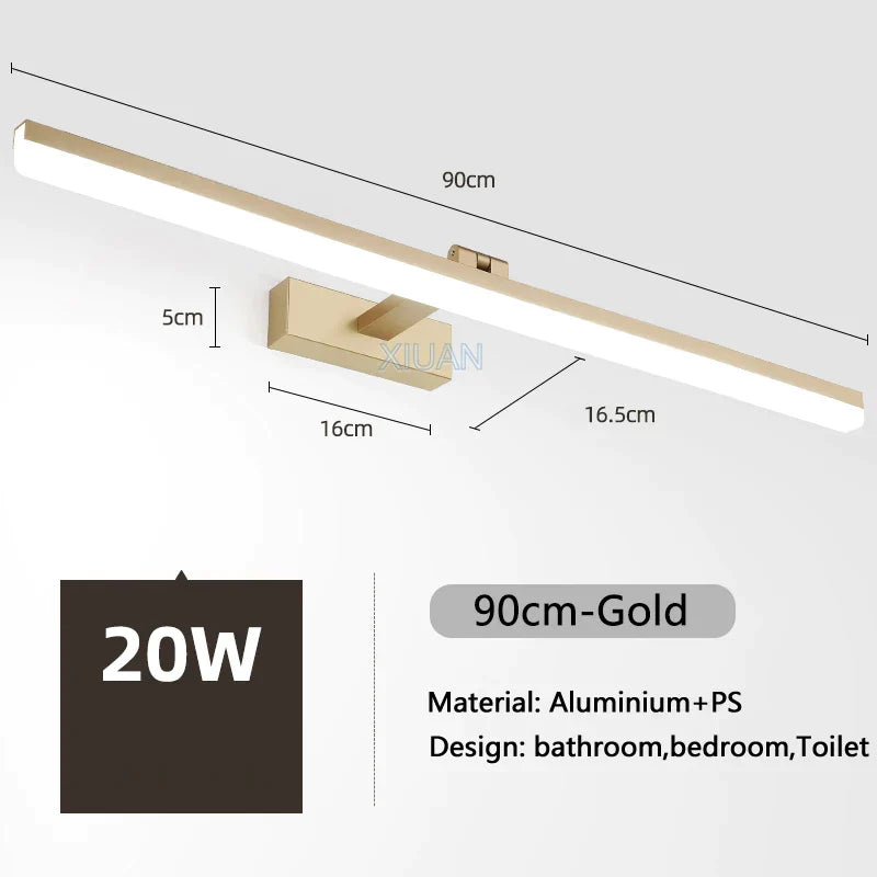 Gold LED Vanity Light 90cm Bathroom Mirror
