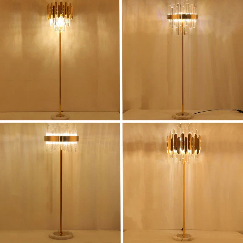 DecorBites™ Crystal Gold Floor Lamp for Bedroom & Living Room - Modern Luxury LED Light