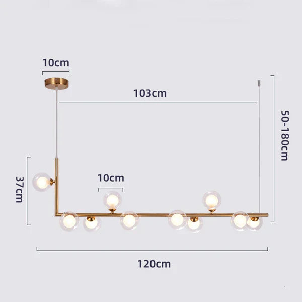 Decorbites™ Glas Schwarz Kronleuchter Pendellampe Nordisch Modern Wohnzimmerleuchte