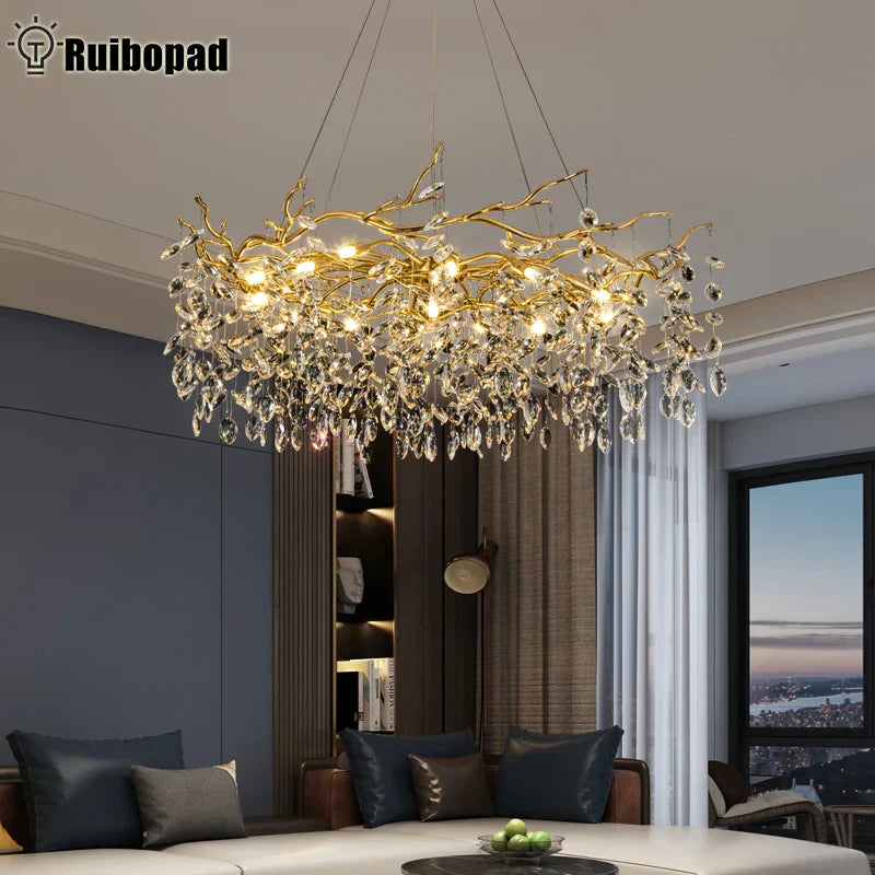 Decorbites™ Goldener Ast LED Deckenleuchter Moderner Wohnzimmer Pendelleuchte