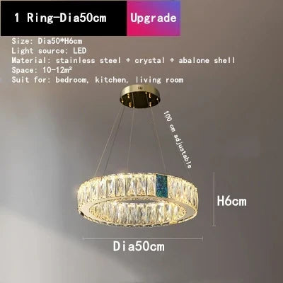 DecorBites™ Crystal Round Ceiling Chandelier LED Pendant for Kitchen Dining Room Villa