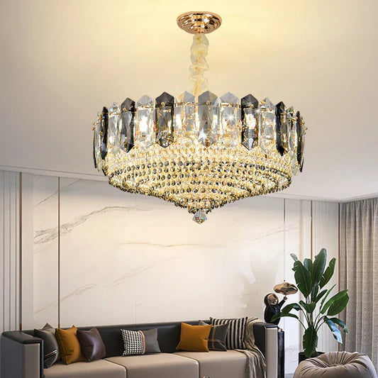 DecorBites™ Crystal Duplex Villa Chandelier Hall Light - Luxe Living Room Middle Floor Lamp