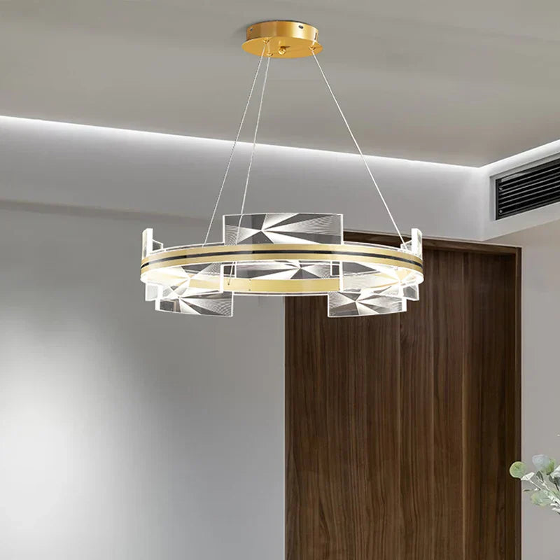 Gold LED Pendant Light Aluminum 80cm