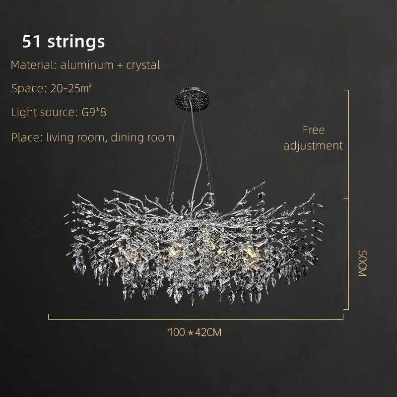 Decorbites™ Kristall-Hängeleuchter Luxus-LED-Beleuchtung Ast-Design für Wohn- und Esszimmer