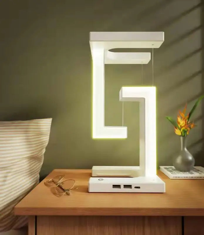 DecorBites™ Anti-gravity Night Light & Wireless Charger Desk Lamp, Dimmable LED Table Lamp
