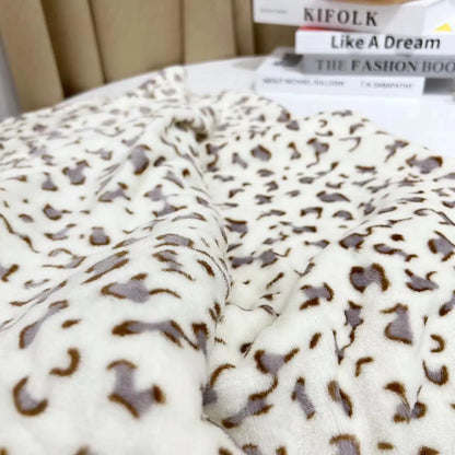 DecorBites™ Leopard Print Warm Blanket for Office, Dorm, and Sofa