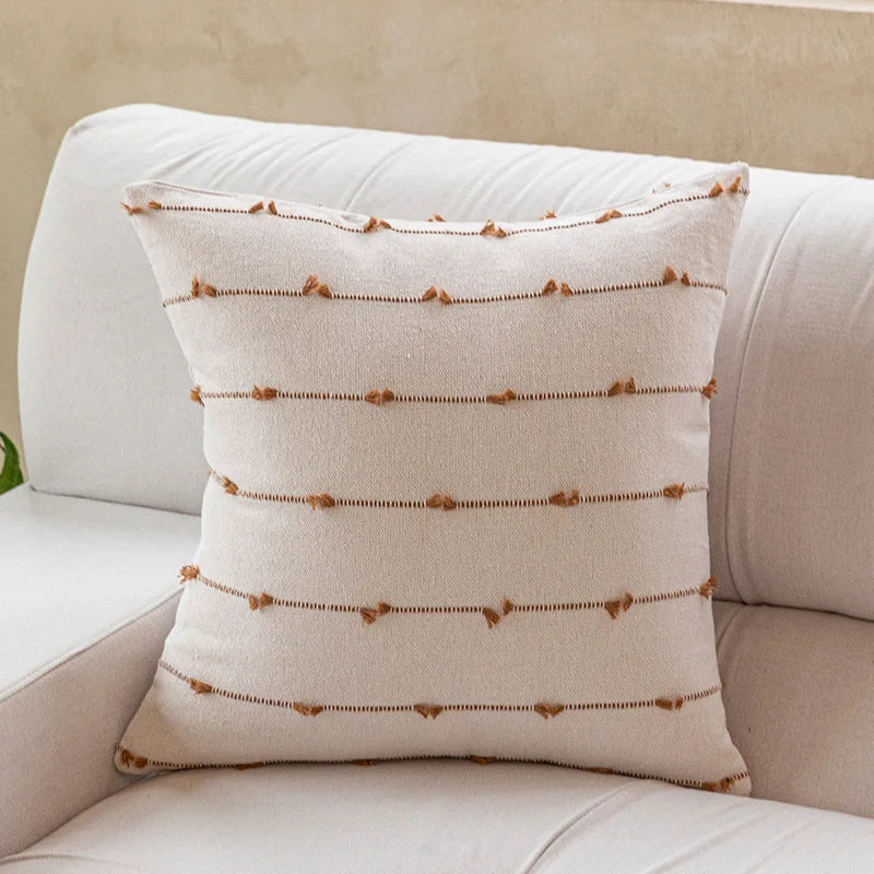 Decorbites™ Baumwoll-Streifen-Jacquard-Kissenbezug-Set: Blau Gelb Grau Pink Beige Schwarz