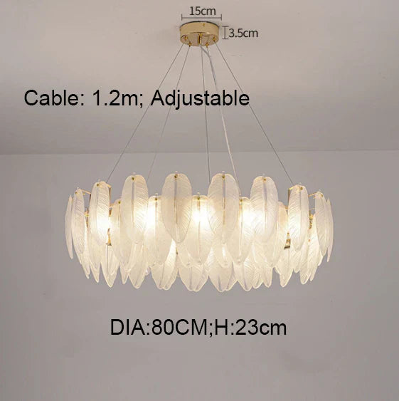 Gold Feather Chandelier Light