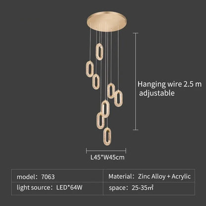 Decorbites™ Kristallringe-Kronleuchter: Treppenhaus Luxus-LED-Beleuchtungskörper