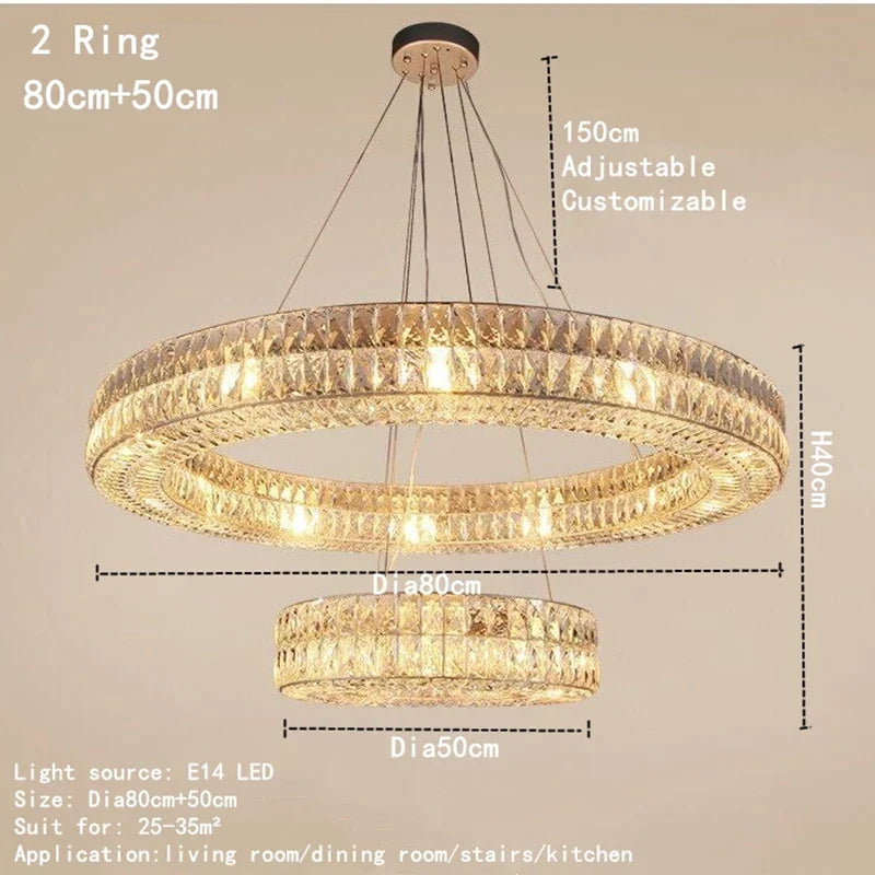 Decorbites™ K9-Kristall-Ring-Anhängerleuchte: Deluxe LED-Innenraumdekoration für Wohnzimmer, Schlafzimmer & Restaurant