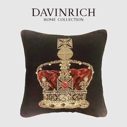 Decorbites™ Barock-Krone-Jacquard-Gobelin-Kissenbezug 45x45 cm für Wohnzimmer-Sofa