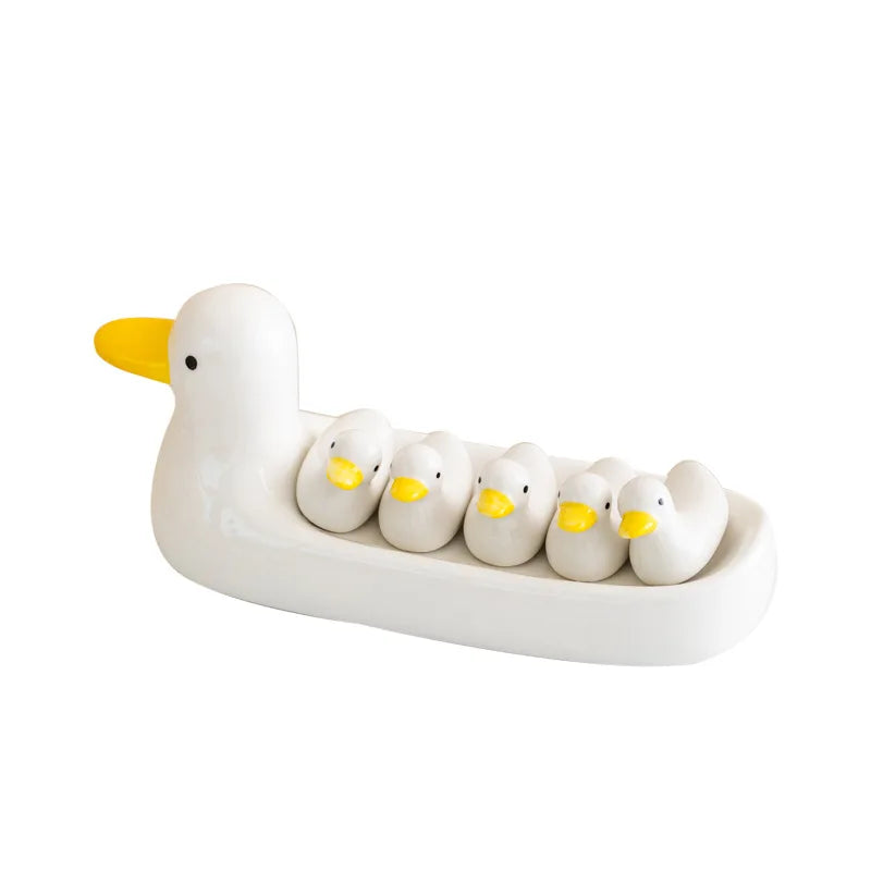 Decorbites™ Entenhaltes-Stäbchenhalter-Tablett Weißer-Hase-Porzellan-Teller Heimdekoration