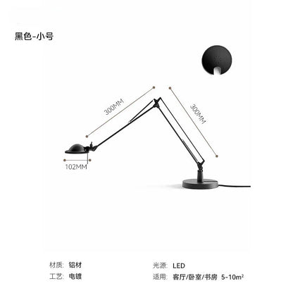 Decorbites™ Industrielles Schwarz/Chrome LED Schalterarm Schreibtischleuchte mit einstellbarem Arm