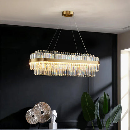 DecorBites™ Gold Metal Crystal Pendant Light - Dimmable LED Hanging Lamp