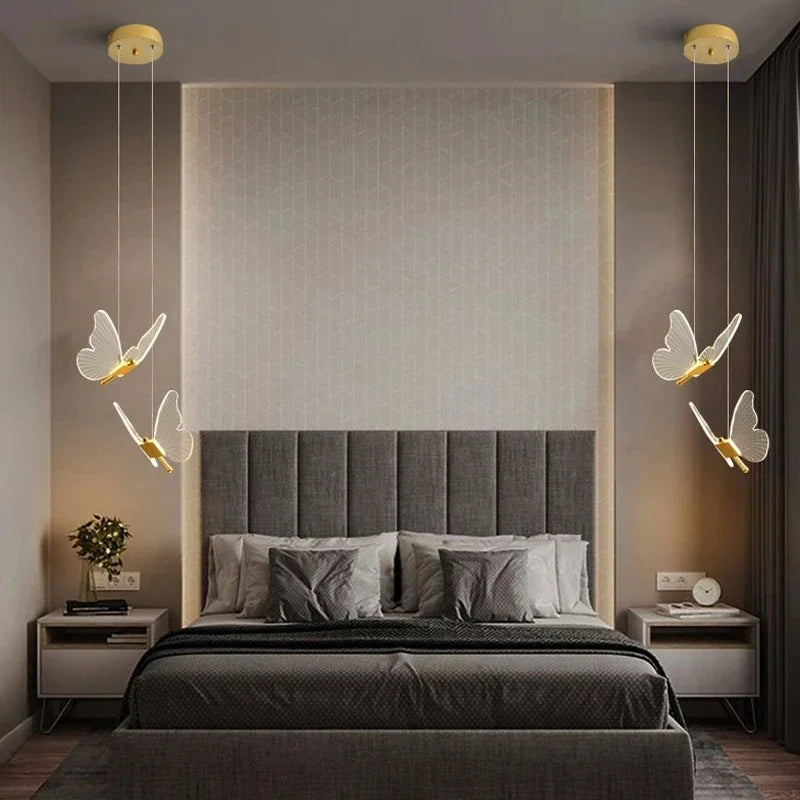 Acrylic Butterfly LED Chandelier 9-Head Staircase