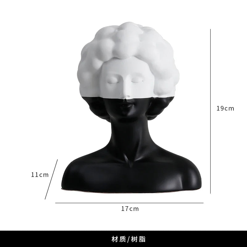 Decorbites™ Abstrakte Porträt-Harzfigur Skulptur Schwarz-Weiß Wohnraumausstattung