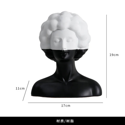 Decorbites™ Abstrakte Porträt-Harzfigur Skulptur Schwarz-Weiß Wohnraumausstattung