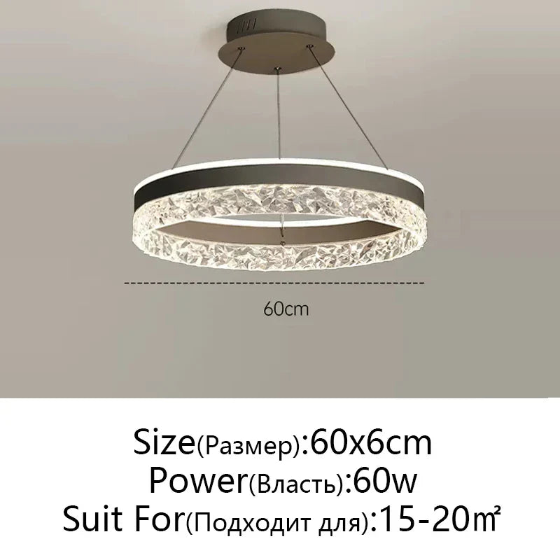 DecorBites™ Crystal Rings LED Chandelier Black&White Frame