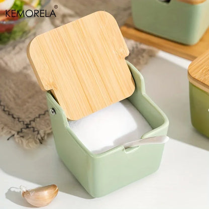 Decorbites™ Japanisches Retro-Keramik-Gewürzgefäß-Set mit Tablett - 3-teiliges Küchenorganizer