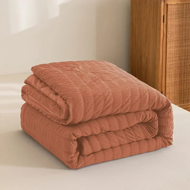 Decorbites™ King-Size Seersucker-Steppdecke: Weich, atmungsaktiv, Ganzjahres-Daunenbettdecke