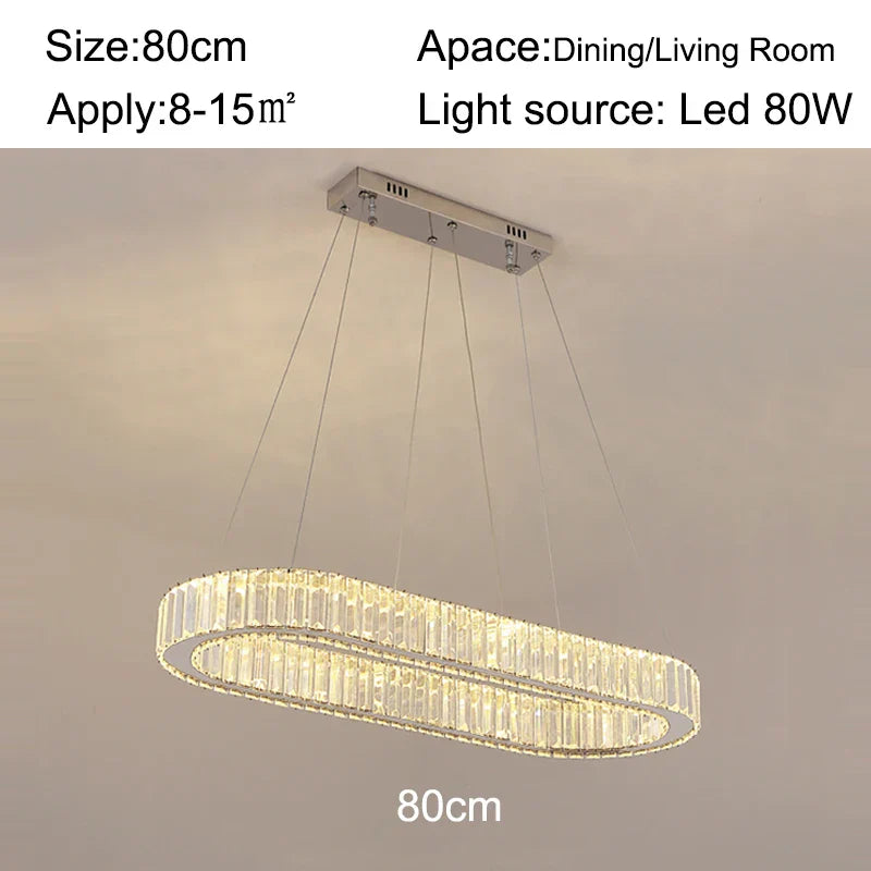 Decorbites™ Kristall-Oval-LED-Kronleuchter: Luxuriöse Leuchtarmatur für das Wohnzimmer – Modernes Design