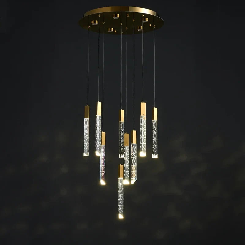 Gold Crystal Loft Chandelier 16-Light For Staircase