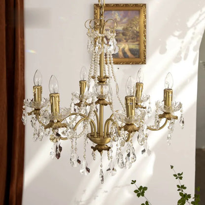 Decorbites™ Kupferleuchter Französischer Perlenkristall Vintage Europäisch-Amerikanischer Stil