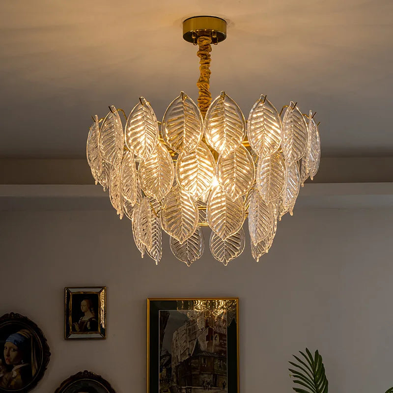 Luxury Leaf Glass Chandelier
