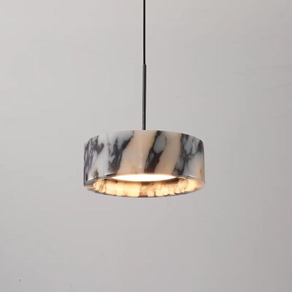 Black Natural Stone Round Pendant Light